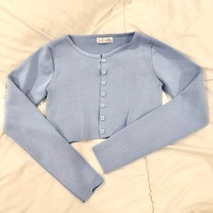 light blue cropped cardigan